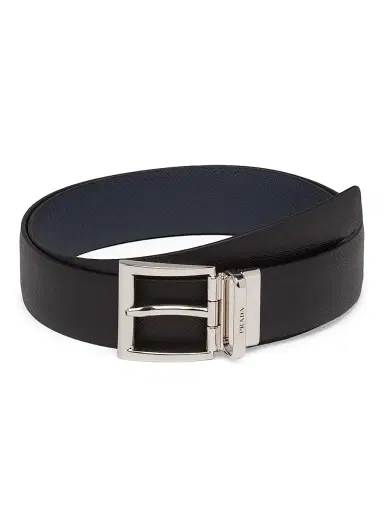 Prada Men's Saffiano Leather Reversible Belt - Black Reddish Brown | Thumbnail 6