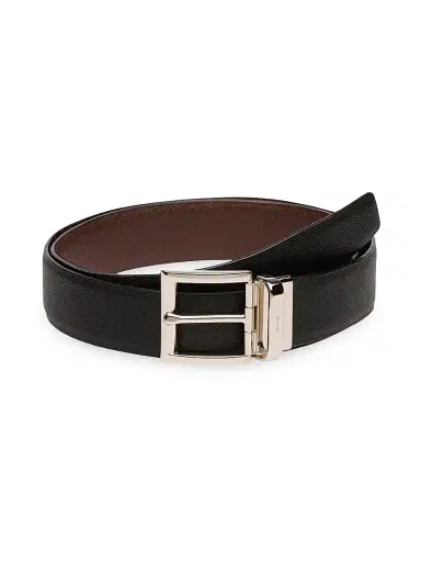 Prada Men's Saffiano Leather Reversible Belt - Black Reddish Brown | Thumbnail 7