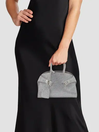 FERRAGAMO Women's Mini Hug Embellished Leather Crossbody Bag - Perla | Thumbnail 2 FERRAGAMO Women's Mini Hug Embellished Leather Crossbody Bag - Perla | Thumbnail 2