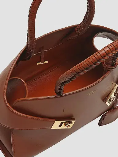 FERRAGAMO Women's Hug Leather Top Handle Bag - New Cognac | Thumbnail 5