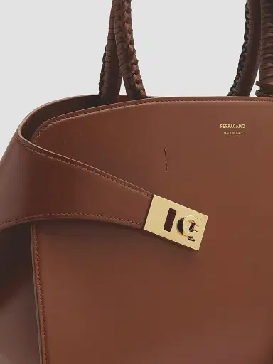 FERRAGAMO Women's Hug Leather Top Handle Bag - New Cognac | Thumbnail 6