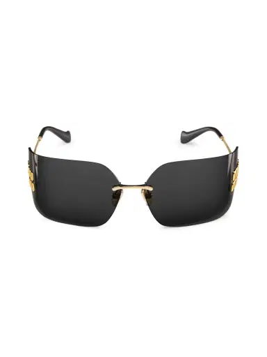 Miu Miu Women's 80MM Shield Sunglasses - Gold Dark Grey | Thumbnail 1 Miu Miu Women's 80MM Shield Sunglasses - Gold Dark Grey | Thumbnail 1