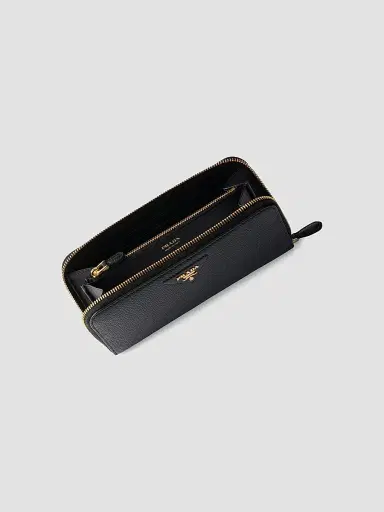 Prada Women's Large Leather Wallet - Black Gold | Thumbnail 2 Prada Women's Large Leather Wallet - Black Gold | Thumbnail 2