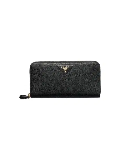 Prada Women's Large Leather Wallet - Black Gold | Thumbnail 1 Prada Women's Large Leather Wallet - Black Gold | Thumbnail 1