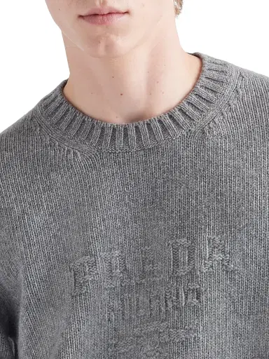 Prada Men's Wool And Cashmere Crewneck Sweater - Grey | Thumbnail 3