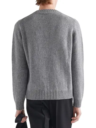 Prada Men's Wool And Cashmere Crewneck Sweater - Grey | Thumbnail 5