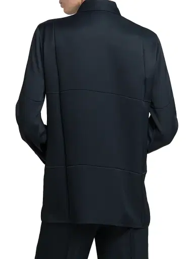 Jil Sander Women's Matte Press-Pleated Shirt - Navy | Thumbnail 5 Jil Sander Women's Matte Press-Pleated Shirt - Navy | Thumbnail 5