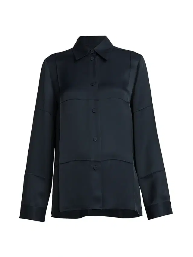 Jil Sander Women's Matte Press-Pleated Shirt - Navy