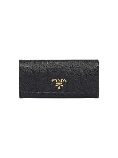 Prada Women's Large Saffiano Leather Wallet - Black Pink | Thumbnail 1