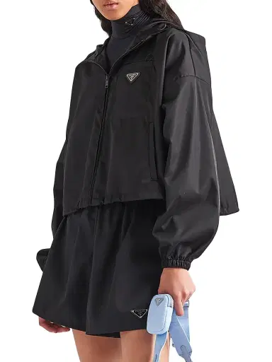 Prada Women's Re-Nylon Cropped Jacket - Black - Size 10 | Thumbnail 2 Prada Women's Re-Nylon Cropped Jacket - Black - Size 10 | Thumbnail 2