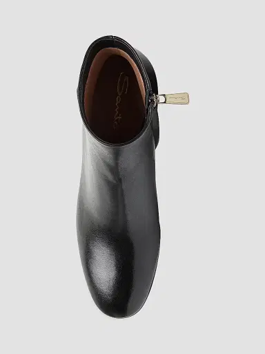 Santoni Women's 50MM Side-Zip Leather Booties - Black - Size 12 | Thumbnail 5