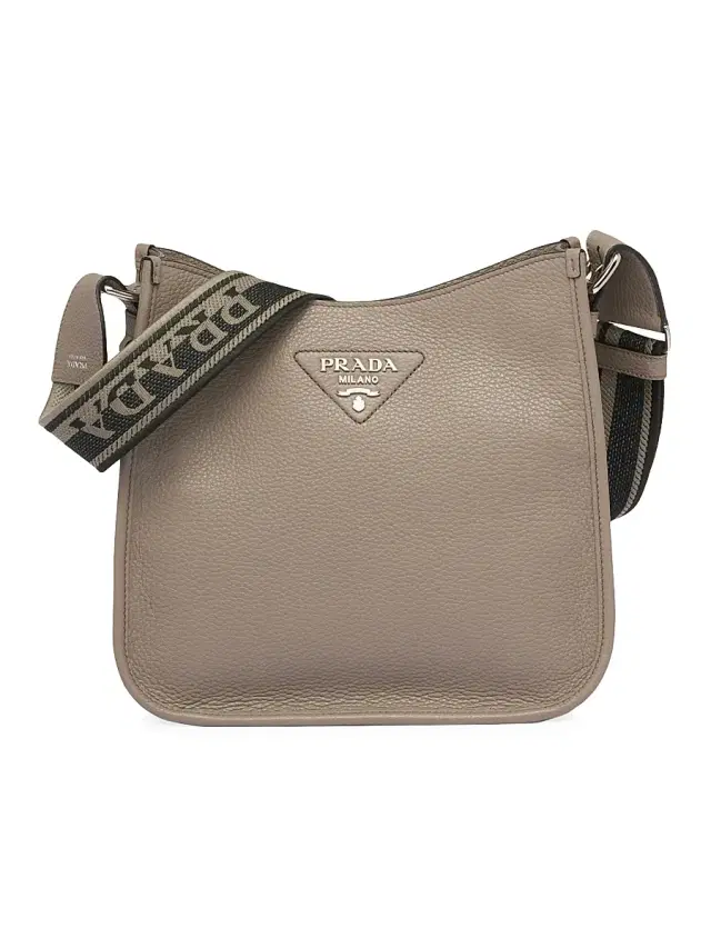 Women's Leather Hobo Bag - Grey