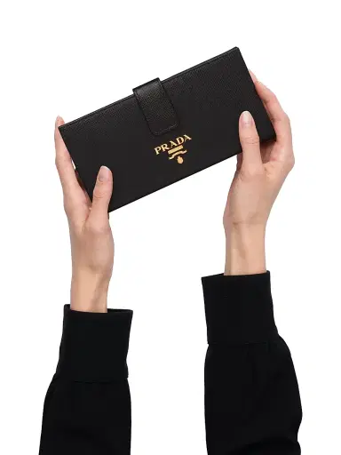 Prada Women's Large Saffiano Leather Wallet - Black | Thumbnail 6