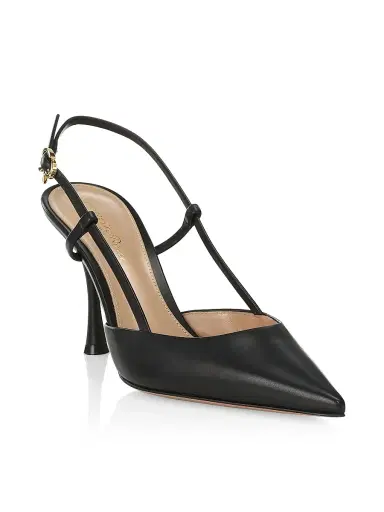 Gianvito Rossi Women's 85MM Leather Slingback Pumps - Black - Size 12 | Thumbnail 2