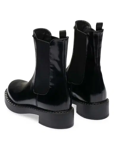 Prada Women's Brushed Leather Booties - Black | Thumbnail 4 Prada Women's Brushed Leather Booties - Black | Thumbnail 4