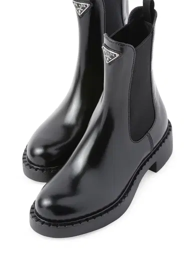 Prada Women's Brushed Leather Booties - Black | Thumbnail 5 Prada Women's Brushed Leather Booties - Black | Thumbnail 5