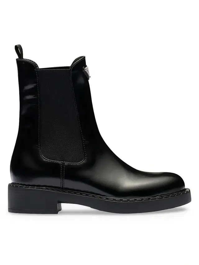 Women's Brushed Leather Booties - Black