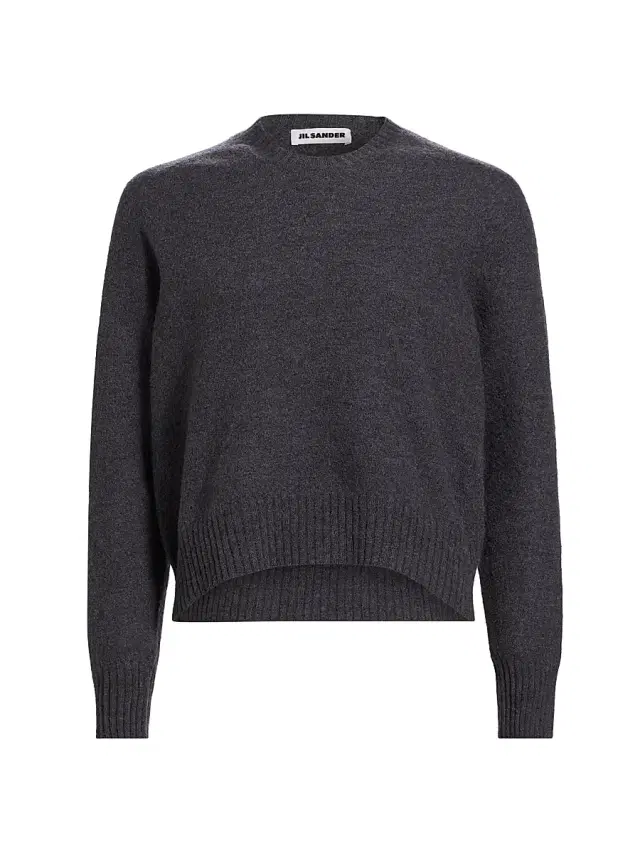 Women's Wool Crewneck Sweater - Medium Grey