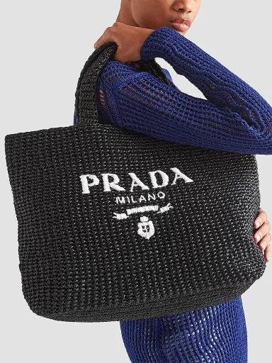 Prada Women's Raffia Tote Bag | Thumbnail 2 Prada Women's Raffia Tote Bag | Thumbnail 2