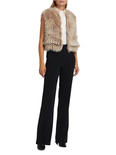 Giorgio Armani Women's Pleated & Dyed Shearling Vest - Light Walnut - Size 4 | Thumbnail 2 Giorgio Armani Women's Pleated & Dyed Shearling Vest - Light Walnut - Size 4 | Thumbnail 2