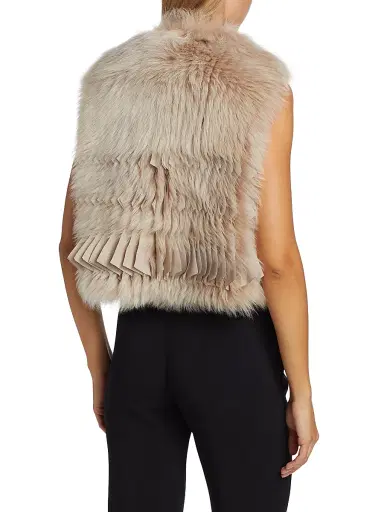 Giorgio Armani Women's Pleated & Dyed Shearling Vest - Light Walnut - Size 4 | Thumbnail 5 Giorgio Armani Women's Pleated & Dyed Shearling Vest - Light Walnut - Size 4 | Thumbnail 5