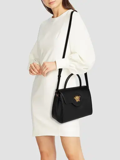 Versace Women's Medium La Medusa Leather Top Handle Bag - Black Gold | Thumbnail 2