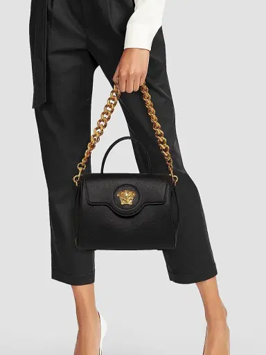 Versace Women's Medium La Medusa Leather Top Handle Bag - Black Gold | Thumbnail 3