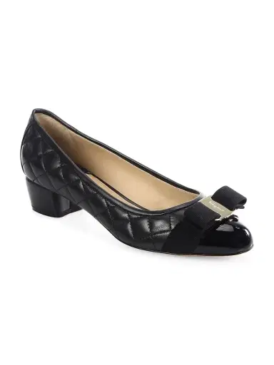 Ferragamo Women's Vara 30MM Quilted Leather Pumps - Black - Size 10.5 | Thumbnail 1 Ferragamo Women's Vara 30MM Quilted Leather Pumps - Black - Size 10.5 | Thumbnail 1