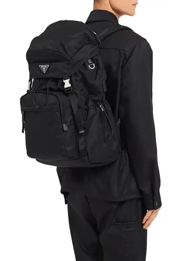 Prada Men's Re-Nylon and Saffiano Leather Backpack - Black - Size 0 | Thumbnail 2 Prada Men's Re-Nylon and Saffiano Leather Backpack - Black - Size 0 | Thumbnail 2