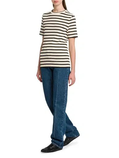 Jil Sander Women's Striped Cotton T-Shirt - Bluejay | Thumbnail 2