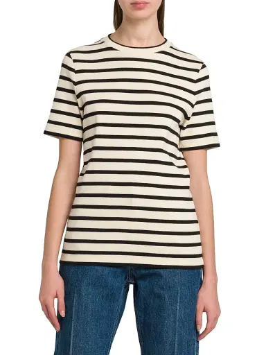 Jil Sander Women's Striped Cotton T-Shirt - Bluejay | Thumbnail 3