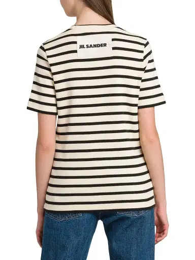 Jil Sander Women's Striped Cotton T-Shirt - Bluejay | Thumbnail 5