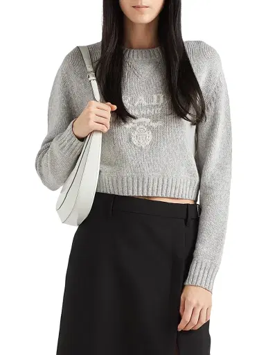 Prada Women's Wool and Cashmere Crewneck Sweater - Grey - Size 10 | Thumbnail 2