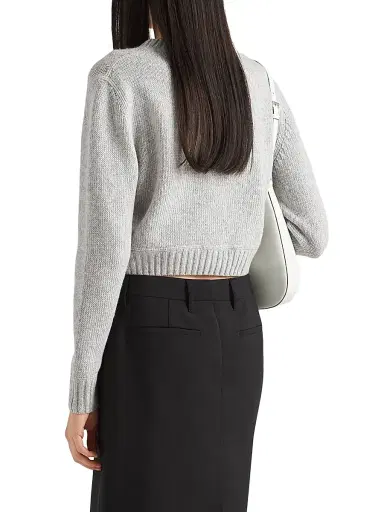 Prada Women's Wool and Cashmere Crewneck Sweater - Grey - Size 10 | Thumbnail 5
