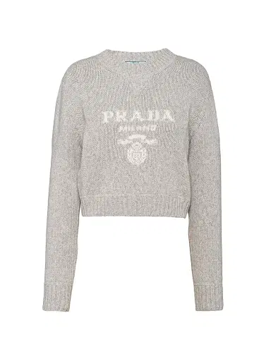 Prada Women's Wool and Cashmere Crewneck Sweater - Grey - Size 10 | Thumbnail 1