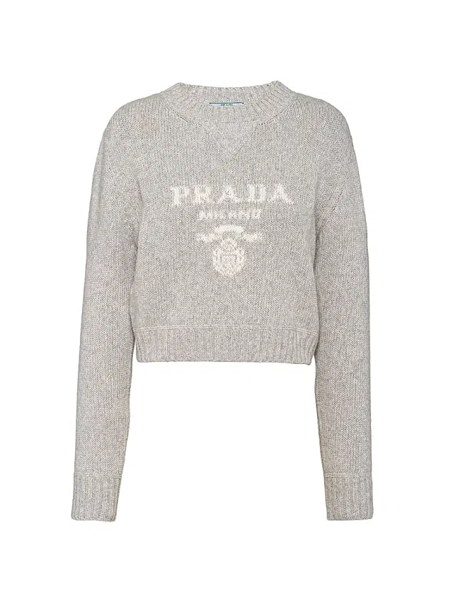Women's Wool and Cashmere Crewneck Sweater - Grey