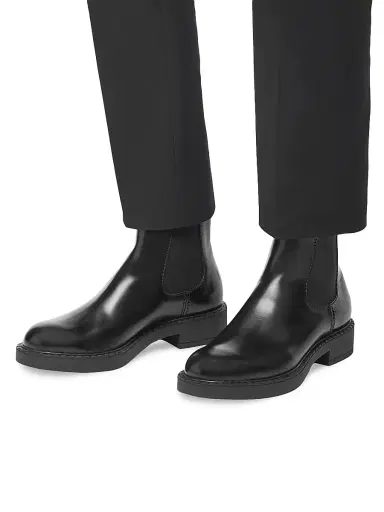 Prada Men's Brushed Leather Chelsea Boots - Black | Thumbnail 3