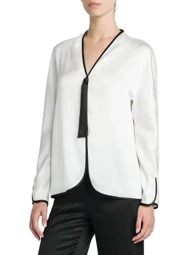 Giorgio Armani Women's Tassel-Embellished Silk Jacket | Thumbnail 4 Giorgio Armani Women's Tassel-Embellished Silk Jacket | Thumbnail 4