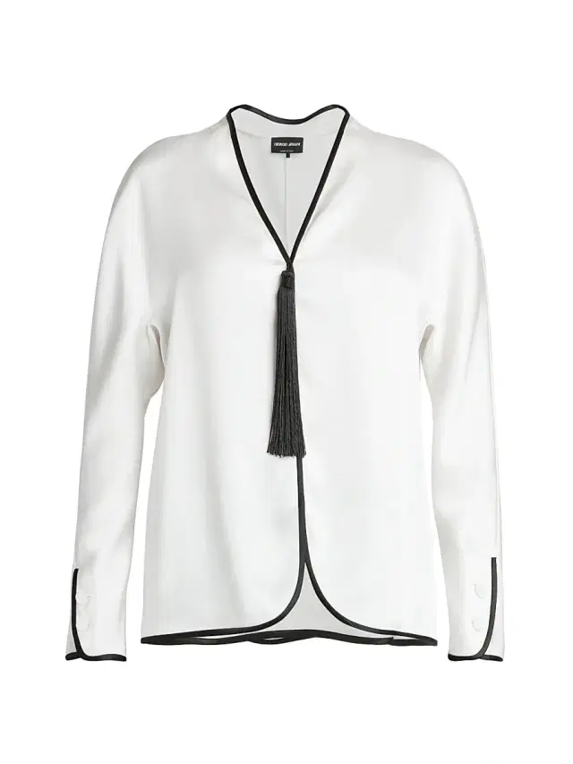 Women's Tassel-Embellished Silk Jacket - White