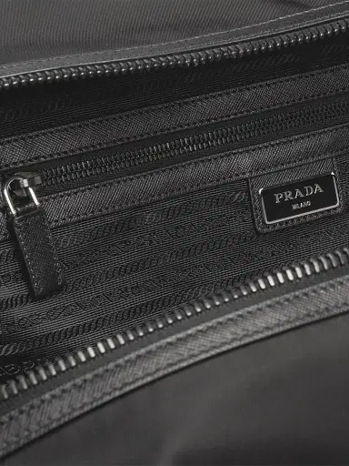 Prada Men's Re-Nylon and Saffiano Leather Duffle Bag - Black | Thumbnail 5 Prada Men's Re-Nylon and Saffiano Leather Duffle Bag - Black | Thumbnail 5