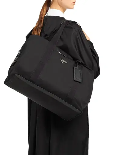 Prada Men's Re-Nylon and Saffiano Leather Duffle Bag - Black | Thumbnail 8 Prada Men's Re-Nylon and Saffiano Leather Duffle Bag - Black | Thumbnail 8