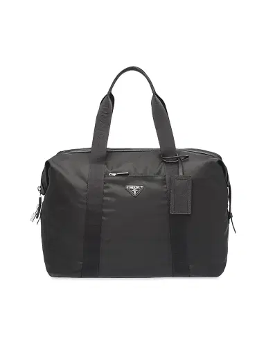 Prada Men's Re-Nylon and Saffiano Leather Duffle Bag - Black | Thumbnail 1 Prada Men's Re-Nylon and Saffiano Leather Duffle Bag - Black | Thumbnail 1
