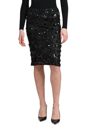 Dolce & Gabbana Women's Floral Paillette Midi-Skirt - Nero | Thumbnail 3 Dolce & Gabbana Women's Floral Paillette Midi-Skirt - Nero | Thumbnail 3