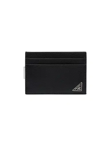 Prada Men's Saffiano Leather Card Holder - Black | Thumbnail 1