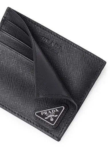 Prada Men's Saffiano Leather Card Holder - Black | Thumbnail 3 Prada Men's Saffiano Leather Card Holder - Black | Thumbnail 3