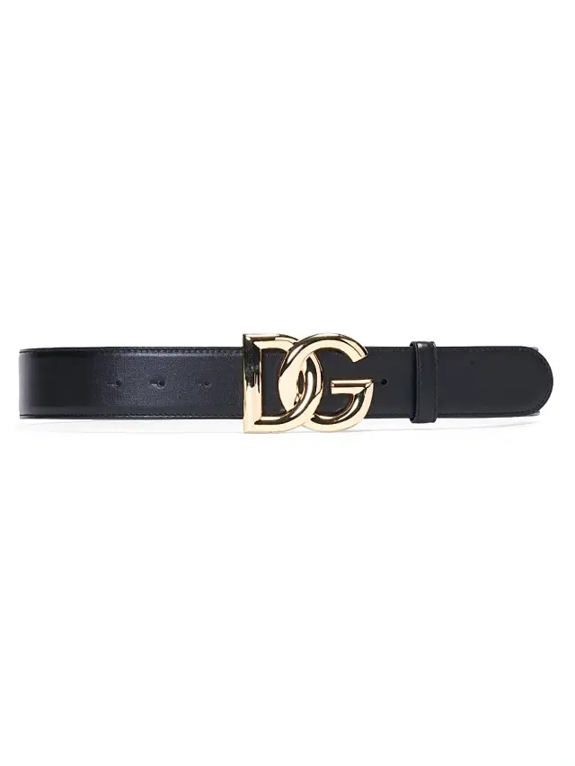Women's Crossed Logo Leather Belt - Nero
