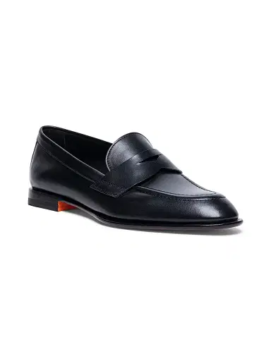 Santoni Women's Famed Leather Penny Loafers - Black - Size 12 | Thumbnail 2 Santoni Women's Famed Leather Penny Loafers - Black - Size 12 | Thumbnail 2
