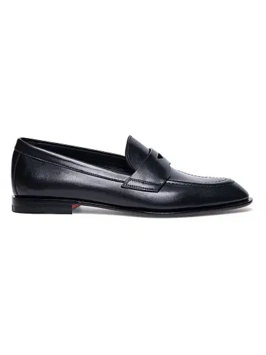 Santoni Women's Famed Leather Penny Loafers - Black - Size 12 | Thumbnail 1 Santoni Women's Famed Leather Penny Loafers - Black - Size 12 | Thumbnail 1