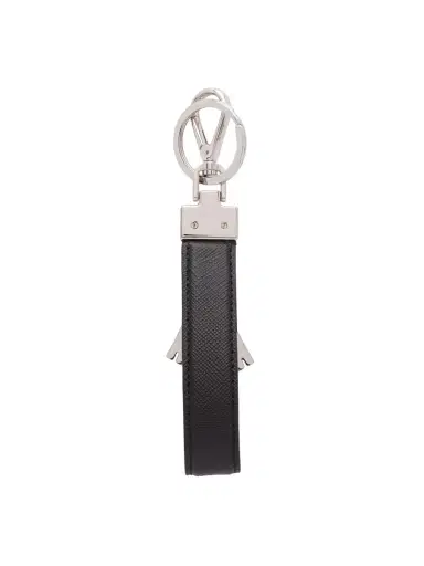 Prada Men's Saffiano Leather Keychain - Black | Thumbnail 3