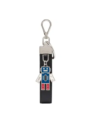 Prada Men's Saffiano Leather Keychain - Black | Thumbnail 4